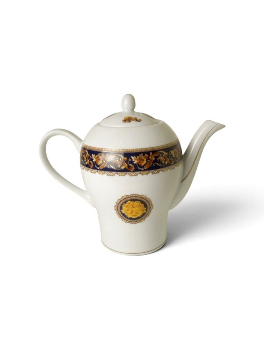 Vintage Casa Elite Italy Teapot Porcelain M Valenti Blue Gold